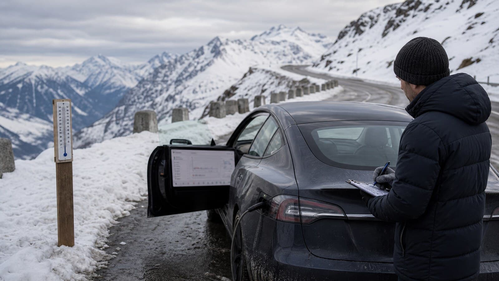 Autonomie Tesla en hiver : méthode de test suisse