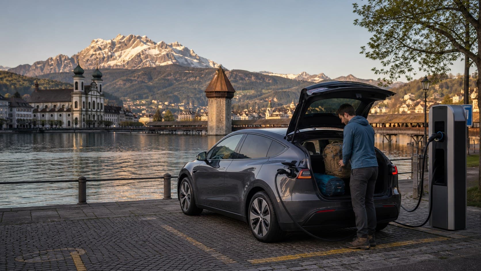 Tesla à Lucerne : Superchargeurs et road trips en Suisse centrale 2026