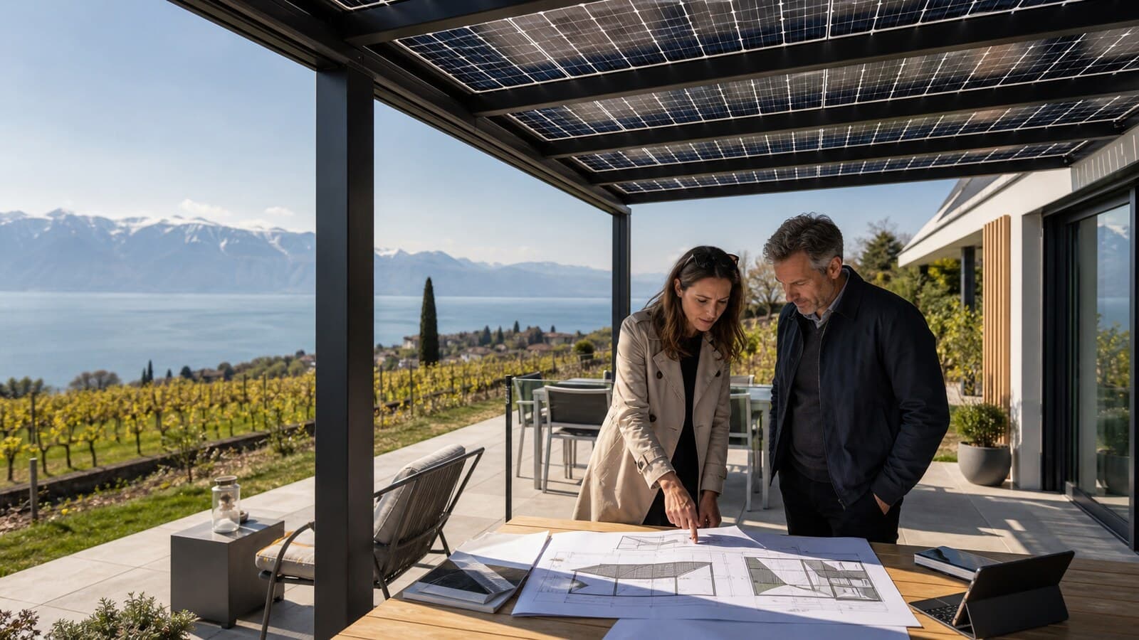 Pergola photovoltaique dans le canton de Vaud 2026 : Guide complet
