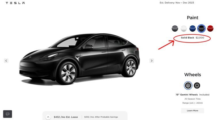 Tesla augmente le prix du Model Y Solid Black de 500 $
