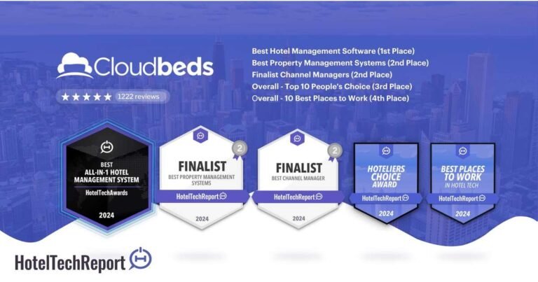 Cloudbeds célèbre sa sixième année en tant que partenaire technologique lauréat des HotelTechAwards 2024