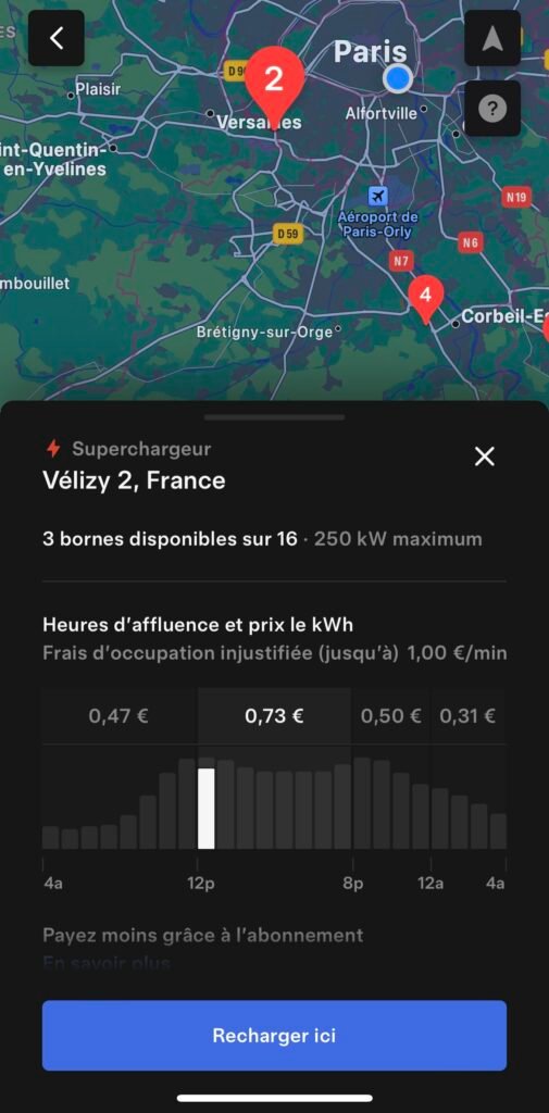 0,73€ !  Analyse de la tarification dynamique dans les superchargeurs Tesla