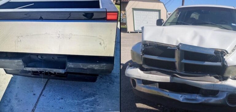 Tesla Cybertruck se retrouve avec une empreinte en forme de Dodge Ram après un crash